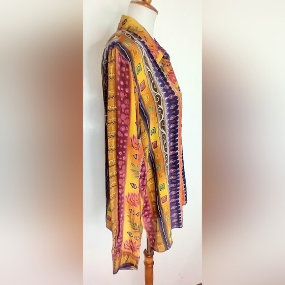 VINTAGE PATTERNED SILK BLOUSE - Picture 4 of 7